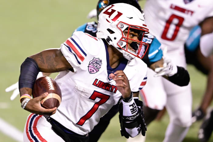 The Houston Texans select Liberty quarterback, Malik Willis, with the first pick in this 2022 scenario